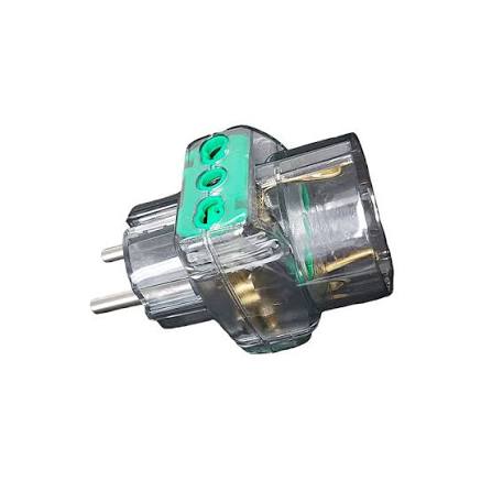 ADAPTOR 1 PRIZĂ SCHUKO 2 PRIZE IT 16A 2P+T 1500W NEGRU TRANSPARENT FANTON