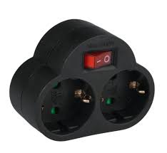 SP904B Adaptor 2 iesiri prize schuko +intrerupator negru 2p+t 16A